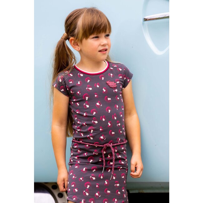 Quapi Meisjes jurk - Maaike - AOP grijs animal