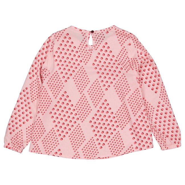 Quapi Meisjes blouse - Mare - AOP roze koraal stippen
