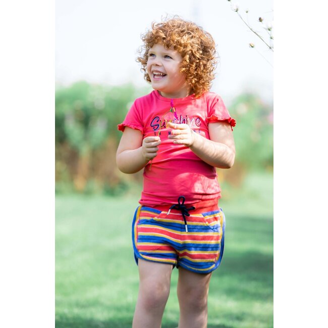 Quapi Meisjes short - Marli - AOP roze koraal gestreept