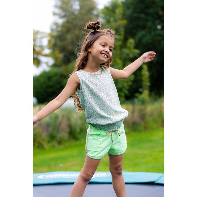 Quapi Meisjes top - Marjo - AOP zomer groen bloemen