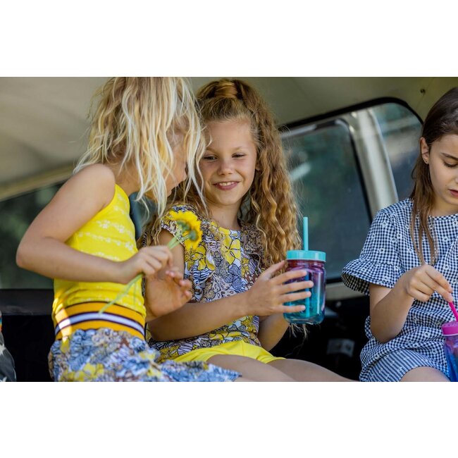 Quapi Meisjes t-shirt - Megan - AOP zand animal bloemen