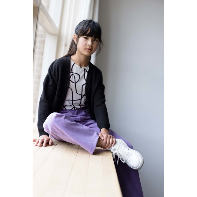 LEVV Meisjes t-shirt - Tamia - AOP Wit grijs gestreept