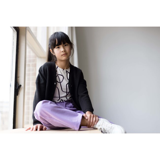 LEVV Meisjes t-shirt - Tamia - AOP Wit grijs gestreept