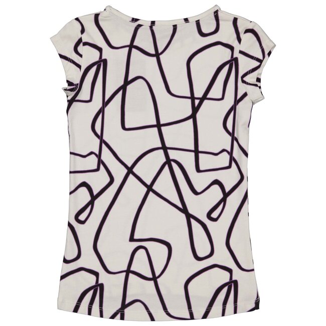 LEVV Meisjes t-shirt - Tamia - AOP Wit grijs gestreept