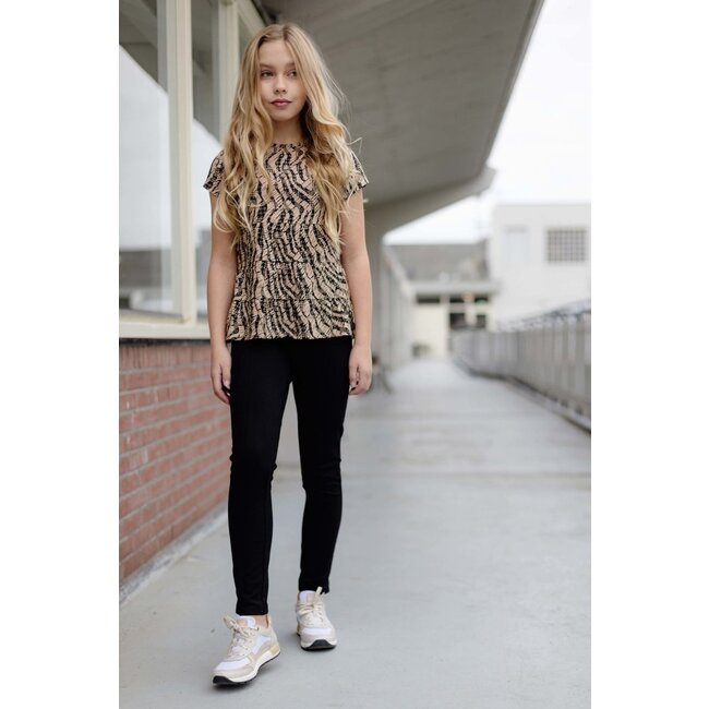 LEVV Meisjes blouse - Tess - AOP Camel zebra