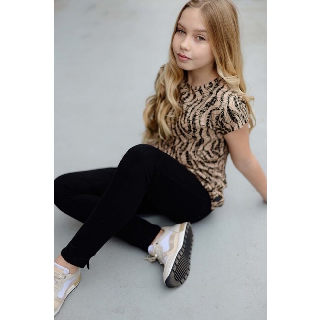 LEVV Meisjes blouse - Tess - AOP Camel zebra
