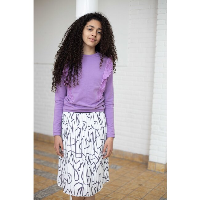 LEVV Meisjes rok - Tina - AOP Wit grijs gestreept