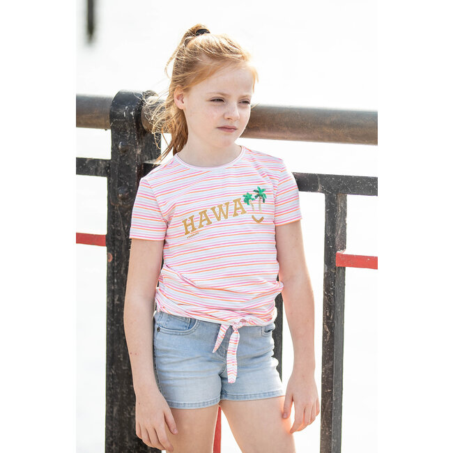 Tygo & Vito Meisjes t-shirt gestreept hawaii - Sugar Plum