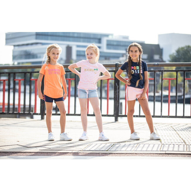 Tygo & Vito Meisjes t-shirt gestreept hawaii - Sugar Plum