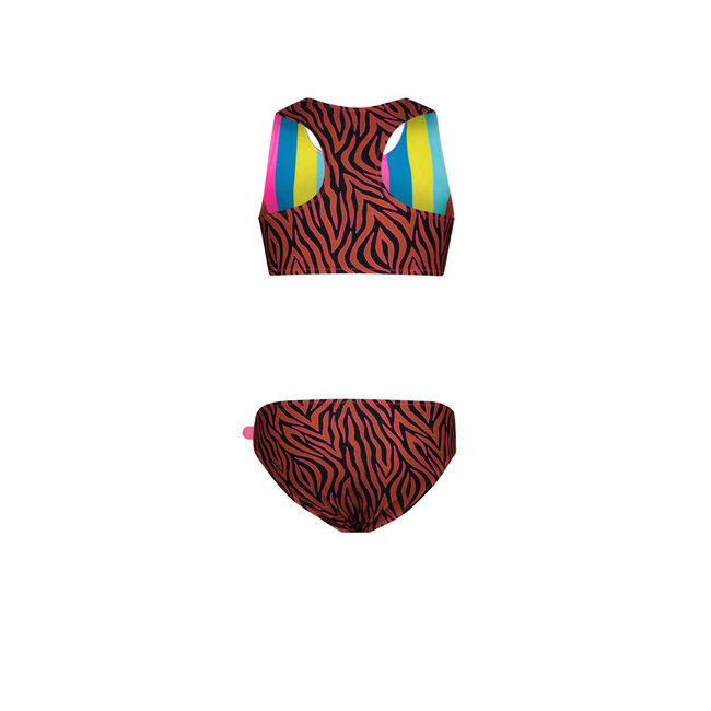 Just Beach Meisjes reversibel bikini sportief - Caramel zebra