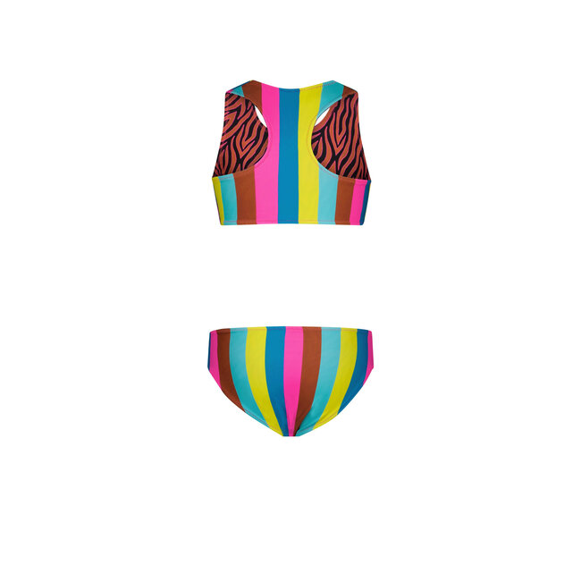 Just Beach Meisjes reversibel bikini sportief - Caramel zebra