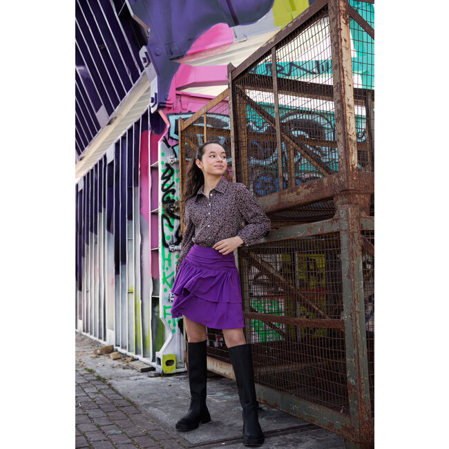 AI&KO Meisjes blouse - Larah Pes - Bitter Chocolade