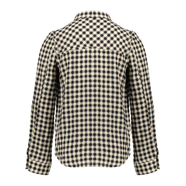 Geisha Meisjes blouse - Geruit - Zwart / Zand