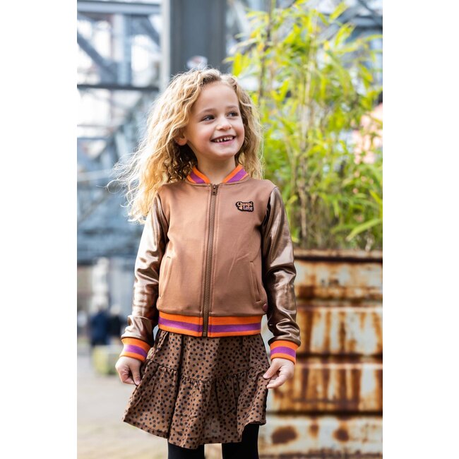 Quapi Meisjes rok - Riona - AOP bruin fudge stippen