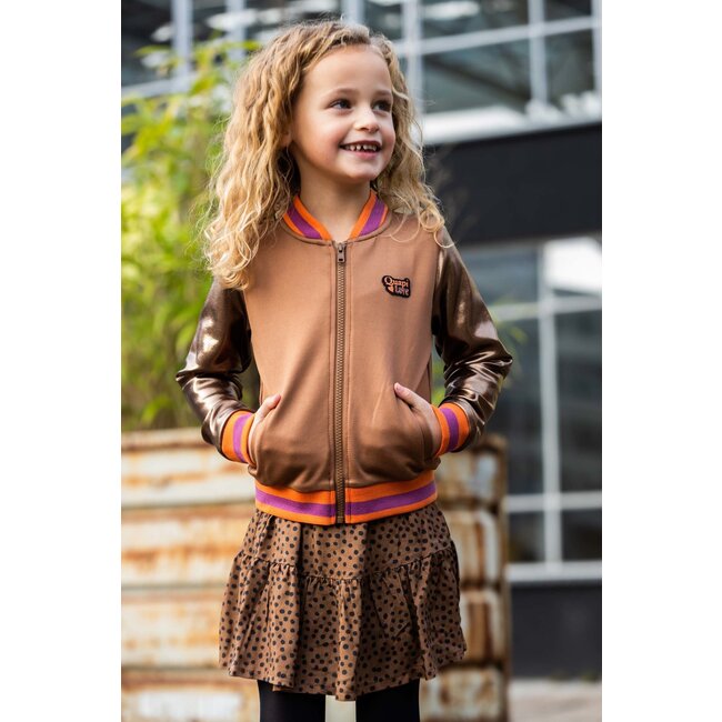 Quapi Meisjes rok - Riona - AOP bruin fudge stippen