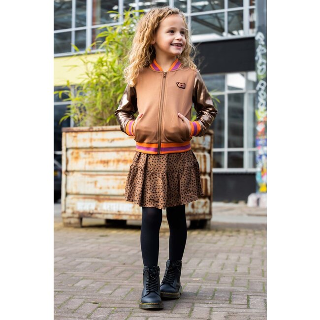 Quapi Meisjes rok - Riona - AOP bruin fudge stippen