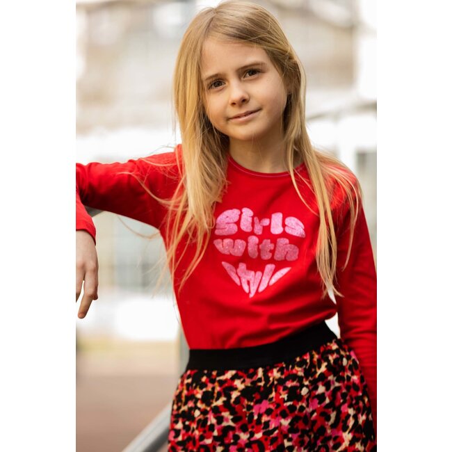 Quapi Meisjes rok - Rune - AOP luipaard roze