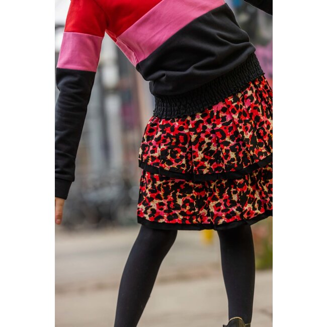 Quapi Meisjes rok - Rune - AOP luipaard roze