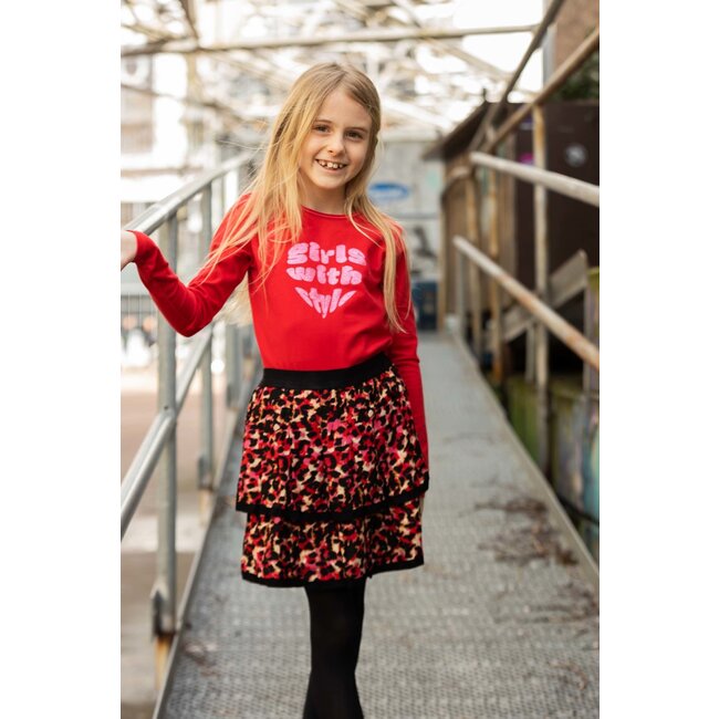 Quapi Meisjes rok - Rune - AOP luipaard roze