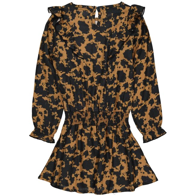 LEVV Meisjes jurk - Aafje - AOP bruin tie dye