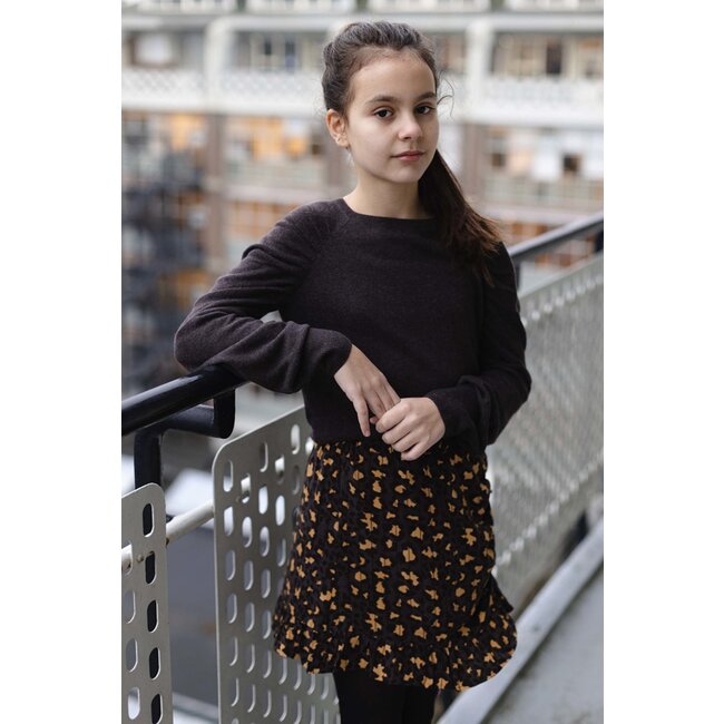 LEVV Meisjes rok - Asya - AOP grijs luipaard