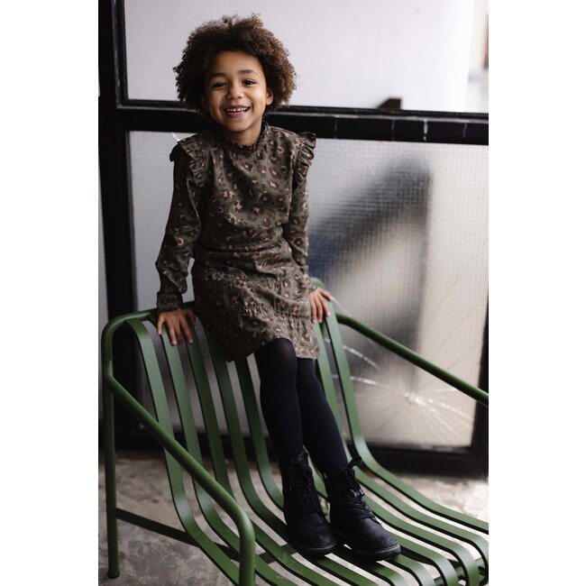 LEVV Meisjes jurk - Aida - AOP groen luipaard