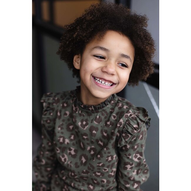 LEVV Meisjes jurk - Aida - AOP groen luipaard