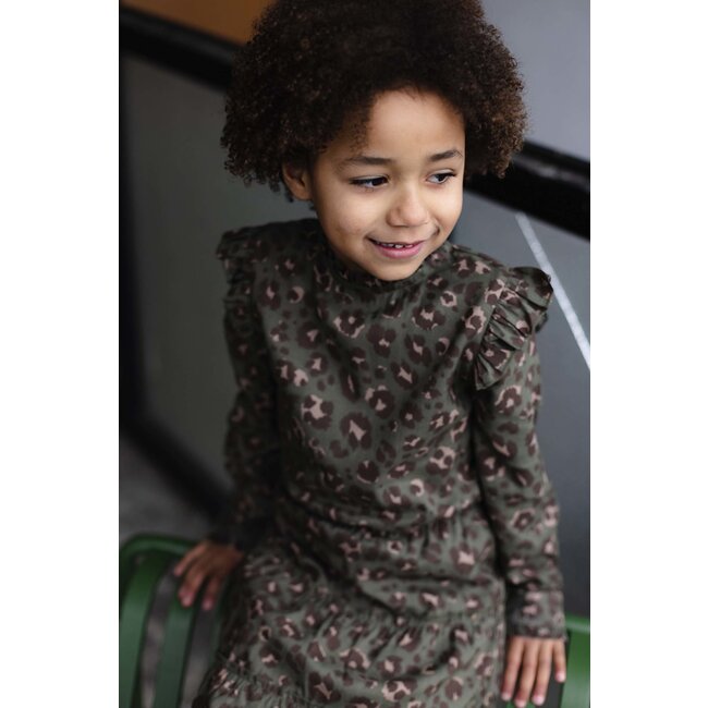 LEVV Meisjes jurk - Aida - AOP groen luipaard