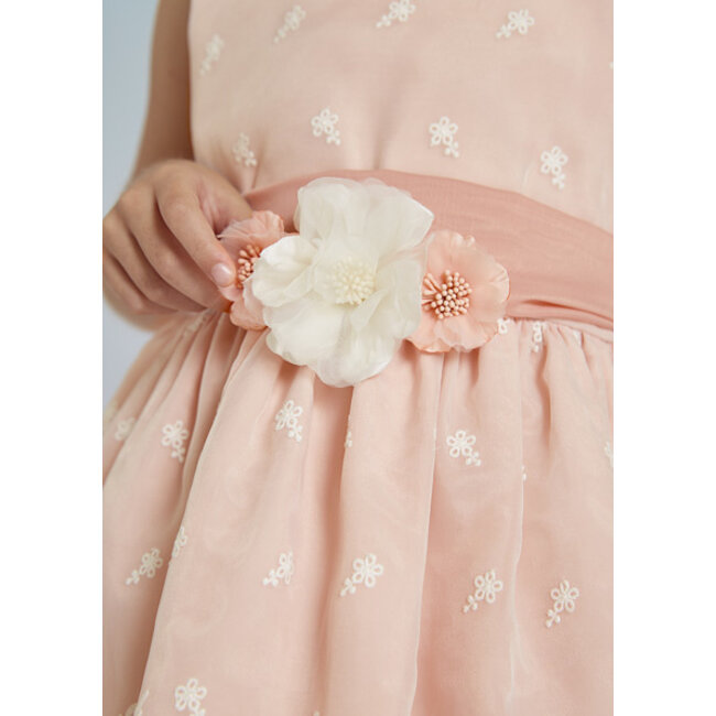 Abel & Lula Meisjes jurk organza borduursel - Roze