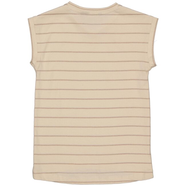 LEVV Meisjes t-shirt - Delphi - AOP Creme streep