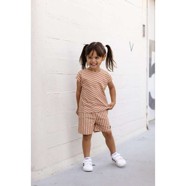 LEVV Little Meisjes blouse - Eleke - Taupe streep