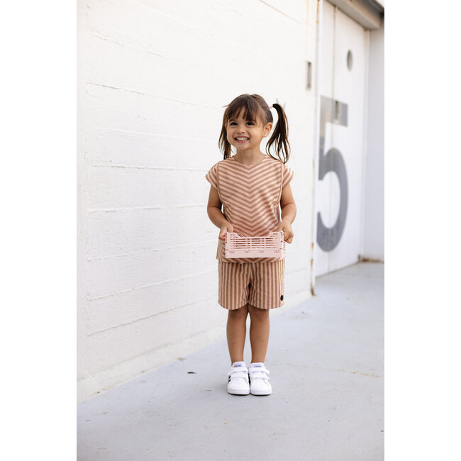 LEVV Little Meisjes blouse - Eleke - Taupe streep