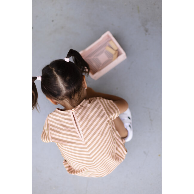 LEVV Little Meisjes blouse - Eleke - Taupe streep