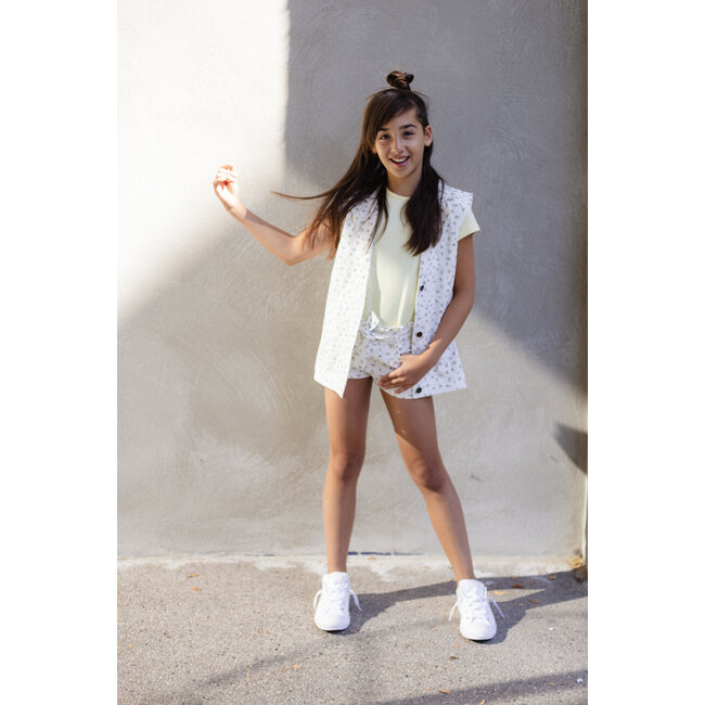 LEVV Meisjes gilet - Dora - AOP Off wit bloemen