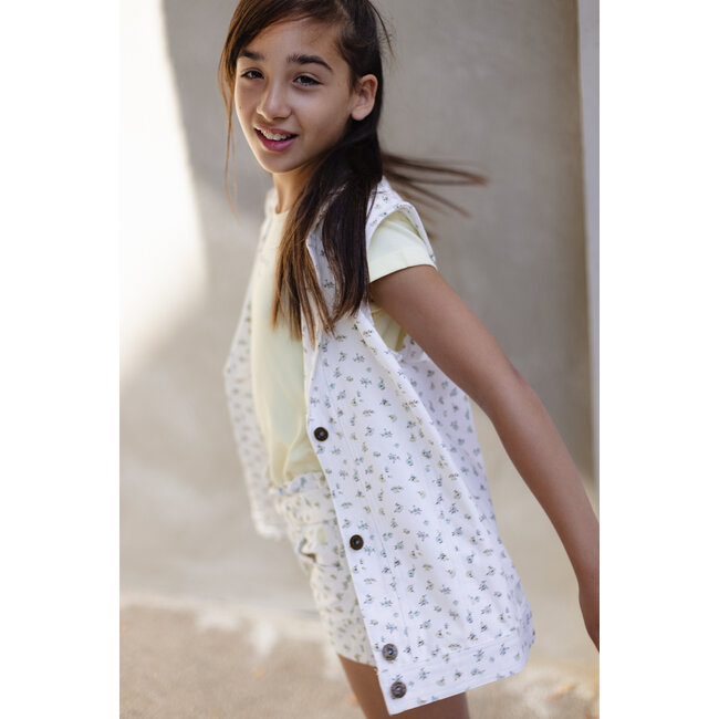LEVV Meisjes gilet - Dora - AOP Off wit bloemen