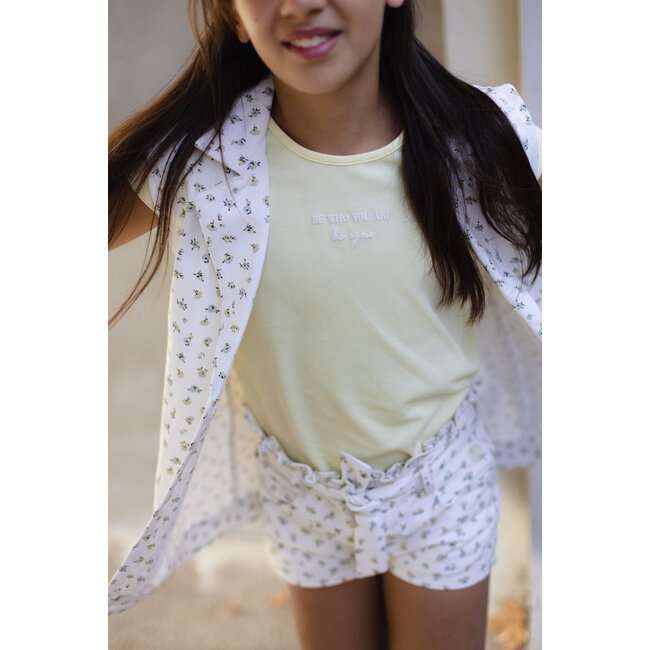 LEVV Meisjes gilet - Dora - AOP Off wit bloemen