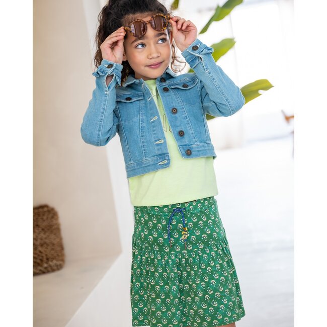Like Flo Meisjes rok crepe - Groen bloemen