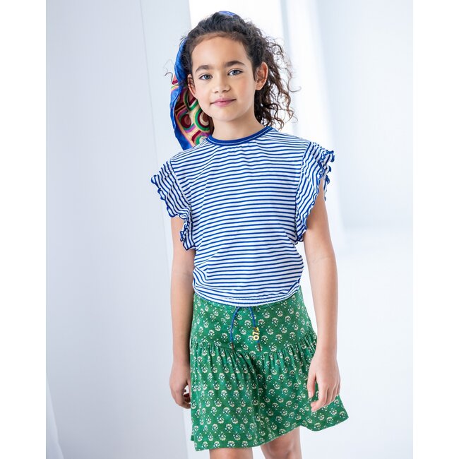 Like Flo Meisjes rok crepe - Groen bloemen