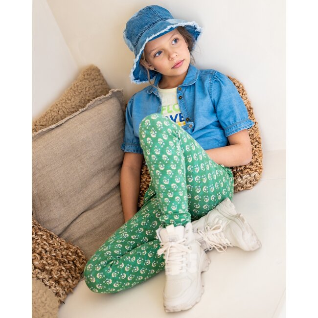 Like Flo Meisjes blouse met knoop - Lt denim