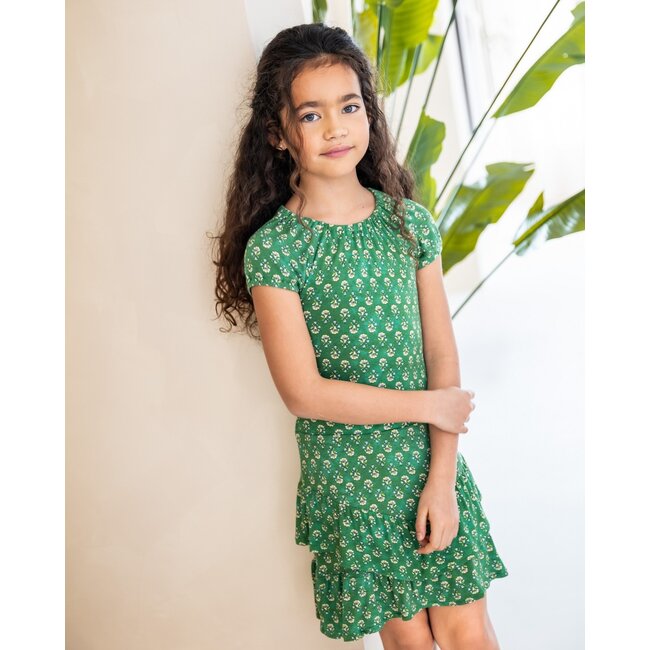 Like Flo Meisjes top crepe - Groen bloemen