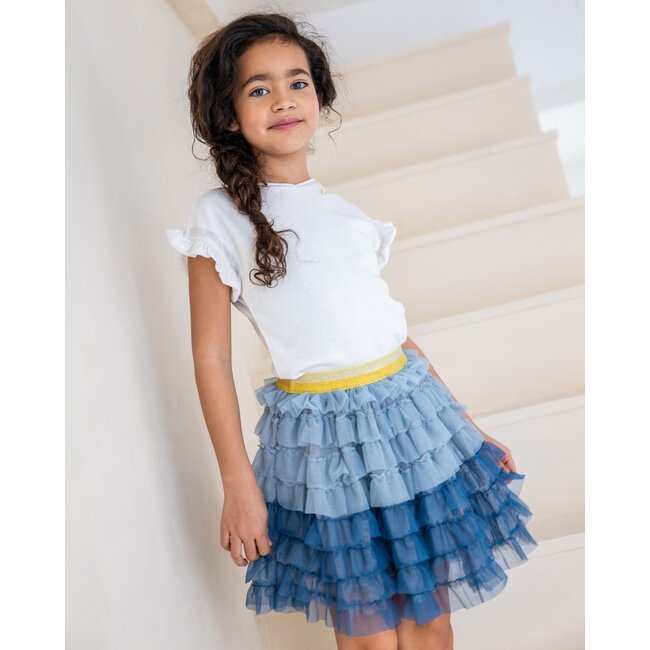 Like Flo Meisjes rok ruffel - Ice blauw