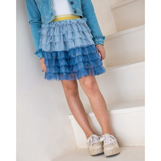 Like Flo Meisjes rok ruffel - Ice blauw