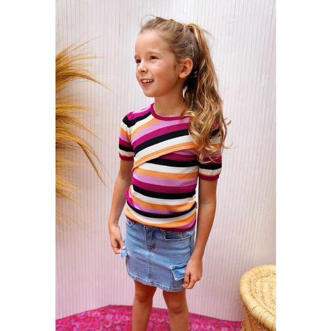 B.Nosy Meisjes top multi color - Orchidee streep