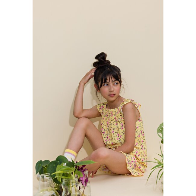 NoNo Meisjes top smock - Tommy - Lemon drop