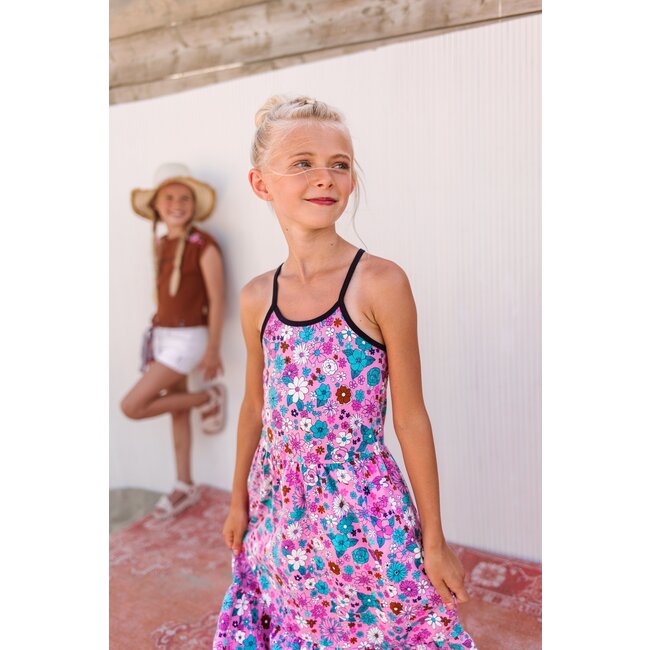 B.Nosy Meisjes jurk midi - Cute flower AOP