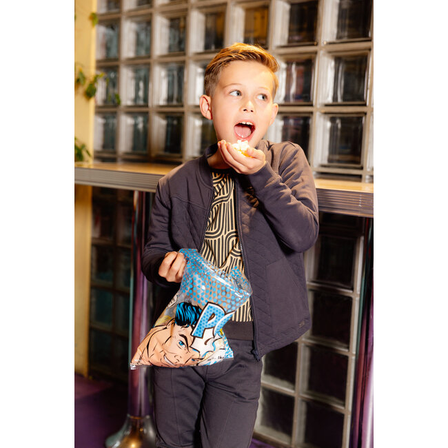 Quapi Jongens sweater - Aleso - AOP geomatric metaal grijs