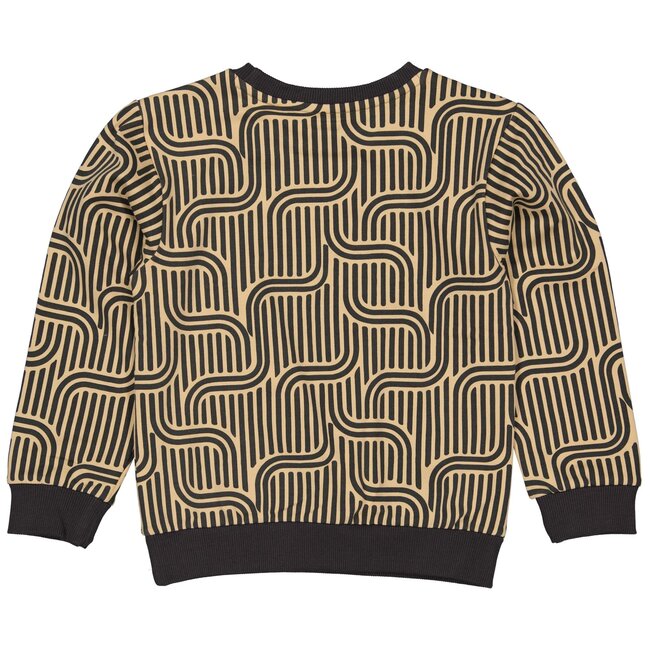 Quapi Jongens sweater - Aleso - AOP geomatric metaal grijs
