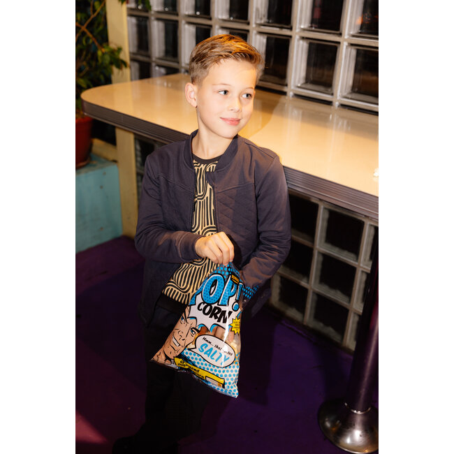 Quapi Jongens sweater - Aleso - AOP geomatric metaal grijs