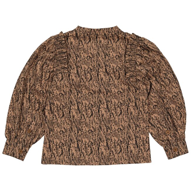 LEVV Meisjes blouse - Filou - AOP vlokken bruin