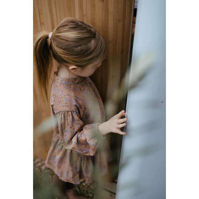 LEVV Little Meisjes blouse - Gest - AOP bloemen blauw